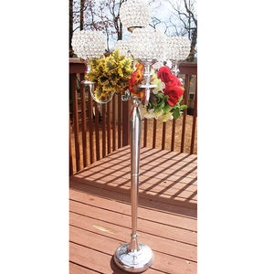 Candélabres en métal à 5 bras avec pied votif en cristal, luxueux, pour la décoration de la maison - Product Image 2