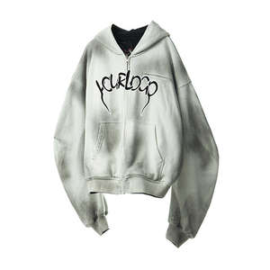 Alta calidad 100% algodón color personalizado streetwear ajuste suelto nuevo diseño pantalla impresa gota hombro pulóver Sudadera con capucha para hombre. - Product Image 5