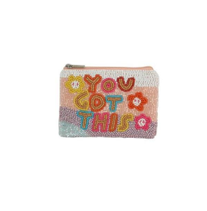 Pochette à monnaie perlée décorative avec touche faite à la main Porte-monnaie artistique en perles de rocaille avec design tribal - Product Image 3