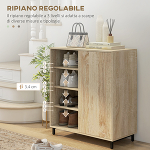 HOMCOM-Zapatero de 4 niveles en aglomerado y acero con estantes ajustables, máximo 12 pares 80x40x93 cm - Product Image 5