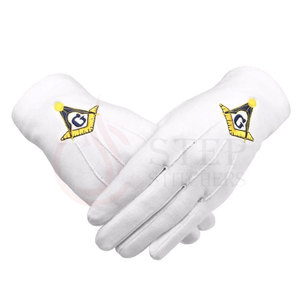 Gants de parade en coton blanc avec nœud doré brodé – Vente en gros – Fournisseur de qualité supérieure - Product Image 3