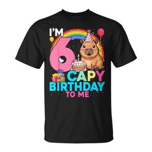 สุขสันต์วันเกิดฉัน! เสื้อยืดลายคาปิบาร่าสำหรับเด็กอายุ 6 ขวบ ดีไซน์คาปิบาร่าเพื่อการส่งเสริมการขาย - Product Image 1