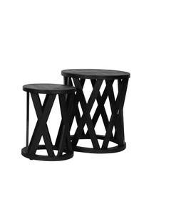 Juego elegante de decoración para el hogar de 2 mesas laterales anidadas para mesas de café de sala de estar de granja para uso doméstico - Product Image 1