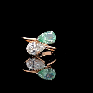 แหวนหมั้นเพชร14K สีทองสำหรับผู้ใหญ่2.00วงแพร์ CTW - Product Image 2