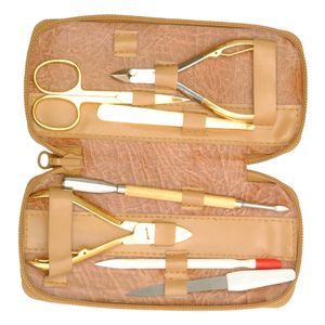 Venta caliente 6-7 piezas reutilizable de acero inoxidable Nail Art herramientas de belleza manicura pedicura Kit de instrumentos con bolsa de cuero Artificial - Product Image 6