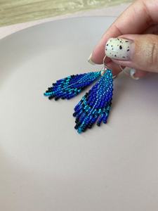 Pendientes de cuentas bohemias con diseño turquesa y flecos en cascada MS artesanía cuentas de vidrio regalo de joyería - Product Image 6
