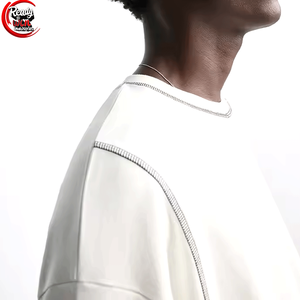 เสื้อยืดคอกลมสะพายไหล่สำหรับผู้ชายผ้าคอตตอน100% 300 GSM เสื้อโอเวอร์ไซส์เนื้อผ้าระบายอากาศได้ดีน้ำหนักเบา - Product Image 4