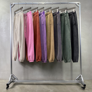 Logo personnalisé OEM streetwear 400 gsm pantalons de survêtement délavés au soleil pantalons de survêtement lavés à l'acide personnalisés - Product Image 3
