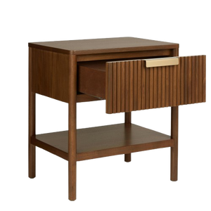 Zurise Solid Mahogany Wood Bedroom <b>Bed</b> Side with One Drawer and Minimalist Modern Design - Product Image 2