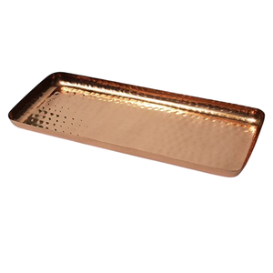 Plateau de service en cuivre artisanal, écologique, compatible lave-vaisselle, avec poignées gravées à la main, style vintage, décoratif - Product Image 5