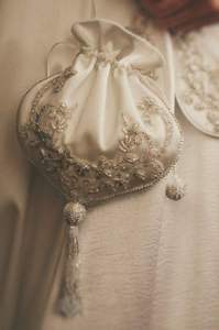 Designer <b>White</b> Silk Satin <b>Evening</b> <b>Bag</b> Potli Wrist <b>Bag</b> Embellished Crystal Glass Beads Pearls Embroidery for Party Wedding 2024 - Product Image 2