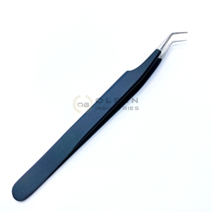 Pinzas de pestañas de acero inoxidable probadas a mano, revestimiento de Color negro, ángulo de 45 grados y Punta puntiaguda para pestañas de volumen - Product Image 6