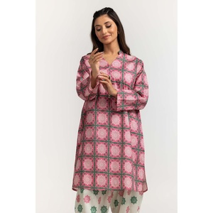 Chemise et pantalon décontractés pour femmes, imprimé floral numérique, tissu dobby, respirant, col en V, manches longues, coupe ample, collection IPS-24-06 - Product Image 2