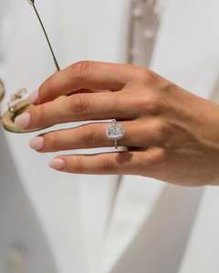 10x8mm Elongated Cushion Cut <b>Moissanite</b> Halo Engagement <b>Ring</b> | Gold or Silver Bridal Wedding <b>Ring</b> | Fine Jewelry OEM - Product Image 3