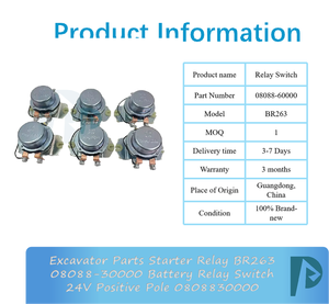 Relais de démarreur pour excavatrice BR263 08088-30000, interrupteur de batterie 24V, pôle positif, garantie 3 mois - Product Image 3
