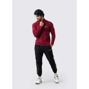 Chemise à manches longues pour homme, col montant, fermeture éclair quart, couleur marron, séchage rapide, style sportif décontracté, chemise utilitaire décontractée à fermeture éclair quart - Marron - Product Image 6