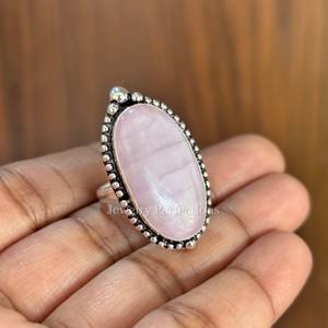 Anillo de Plata de Ley 925 con Kunzita en Forma Ovalada de Diseñador al por Mayor, Joyería Fina de Moda para Bodas y Compromisos - Product Image 1