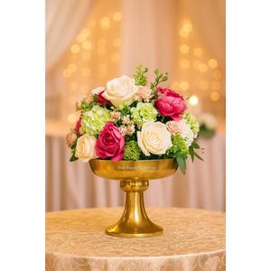 Pedestal Bowl Florero para decoración de mesa Cuenco de metal Macetas de arreglo de flores plateadas para decoración interior y exterior - Product Image 3