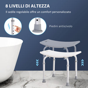 HOMCOM Taburete de ducha Asiento Silla Baño, Antideslizante, Altura Ajustable - Product Image 4