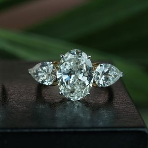 Premium 5.50Ct Lab Grown Diamond Ring Ovale Et Poire Coupe VS1 IGI SGL Certifié Or Rose Or Argent Fiançailles Bijoux De Mariage - Product Image 3