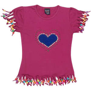 Girls Half Sleeve <b>Heart</b> T-Shirt - Purple - Product Image 2