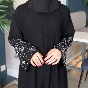 Élégant modeste brodé à la main femmes Designer manches chères Abayas formelle traditionnelle Dubaï robes tissu respirant - Product Image 1
