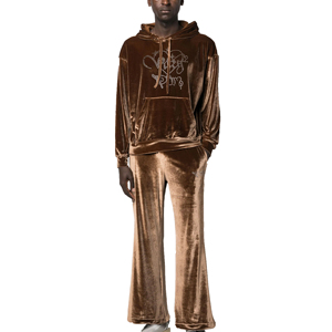 Survêtement d'hiver décontracté en velours avec capuche pour hommes, sweat-shirt d'entraînement écologique de grande taille avec logo personnalisé - Product Image 6