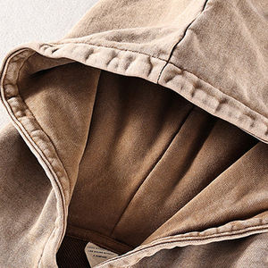 Sudadera con capucha de algodón 100% lavada con ácido Vintage para hombre, ropa de calle de gran tamaño de peso pesado con hombro caído para invierno - Product Image 3