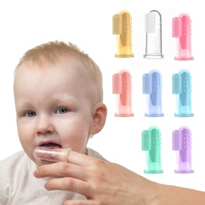 Grosir BPA gratis sikat gigi silikon jari bayi dapat digunakan kembali bersih rongga mulut silikon cair sikat jari anak-anak - Product Image 5