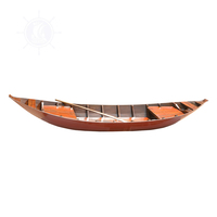 Bateau Sampan OMH artisanal, écologique, résistant à l'eau, gonflable, en fibre de verre et bois, pour l'Asie du Sud-Est, avec pagaie et fond rouge, 1 personne