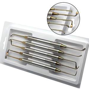 Ensemble d'instruments chirurgicaux manuels pour implants dentaires à double extrémité en acier inoxydable de haute qualité certifié CE, 5 pièces - Product Image 4