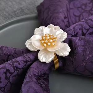 Good Quality <b>Resin</b> Flower With Metal <b>Ring</b> Plain Napkin <b>Ring</b> Metal Best Shape for Weddings Receptions Dinner Party Decoration - Product Image 5