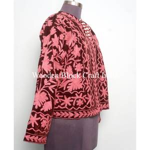 Nouvelle veste courte matelassée pour femme en velours fait main, broderie Suzani, taille unique, coton tissé écologique, cadeau pour femme - Product Image 6