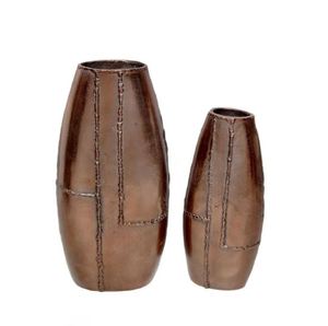 Top Selling Rough <b>Copper</b> Plated Flower <b>Vase</b> Set of 2 Aluminum Antique Flower Pots Indoor Planters Customized Metal <b>Vases</b> - Product Image 3