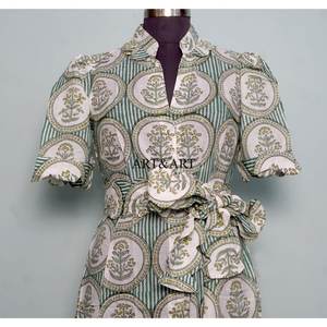 Vestido Midi de Algodón Transpirable para Mujer, Corte en A, con Estampado Floral y Bolsillos, para Fiestas al Aire Libre y Ocasiones Especiales - Product Image 4