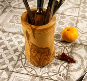 Porte-ustensiles multifonction moderne en bois massif naturel, résistant à la chaleur, conteneur de rangement pour outils de cuisine, fait à la main, respectueux de l'environnement - Product Image 3