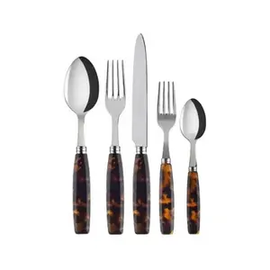 Juego de cubiertos de cabeza de plata Premium con mango negro Cubiertos duraderos y modernos para restaurantes y eventos en casa - Product Image 4