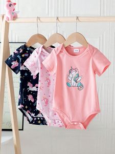 Newborn Baby Clothes Custom Logo Unisex Baby <b>Romper</b> Short-Sleeve Bamboo Spandex <b>Knit</b> Button Closure 180-200 GSM OEM Service - Product Image 4