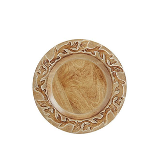 Assiette de présentation en bois classique de forme ronde design sculpté Plateau de service élégant pour les événements et les fêtes de mariage - Product Image 4