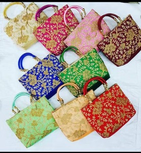 Bolso de mano bordado indio, monedero de fiesta de boda de seda cruda, bolso tradicional Potli para mujer, regalos de devolución y lote al por mayor - Product Image 1