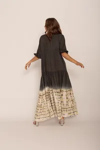 2023 Hippie bohème cravate teinture col en v étage longueur Spaghetti dos nu plage été Maxi coupe ample robe pour les femmes - Product Image 4