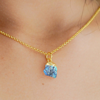 Collier en Labradorite bleue brute naturelle, taille 8-10mm, pendentif plaqué or, argent 925, pierres de naissance, bijoux