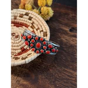 Kathleen Livingston Natural Coral & Sterling <b>Silver</b> Cluster Fashion <b>Cuff</b> <b>Bracelet</b> - Product Image 3