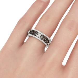 Jeulia Two Tone Sterling Silver <b>Skull</b> <b>Ring</b>-round Cut Anniversary Gift - Product Image 4