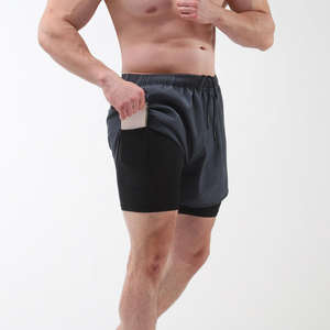 MFG-Short de musculation respirant 2-en-1 pour hommes, motif solide, avec taille et poches intérieures - Product Image 2