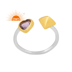 Anillo ajustable de piedras preciosas de amatista Rosa Natural de plata de ley fina de última tendencia, joyería personalizada para mujer, regalo para ella - Product Image 1