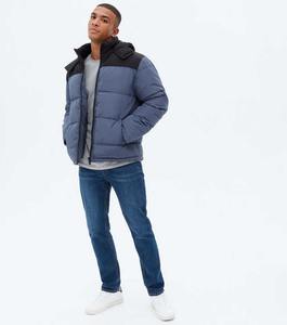 Men's High Street Casual Winter Jacket Thick Nylon Polyester Puffer Stand <b>Duck</b> Design Zipper Closure Windproof Heated Embroidery - Product Image 2
