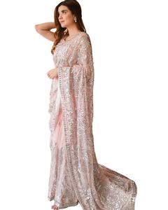 FABZONE DERNIÈRE CONCEPTEUR HEAVY GEORGETTE BRODERIE ZARI SÉQUENCE FÊTE INDIENNE DE HAUTE QUALITÉ FESTIVAL SAREE - Product Image 1