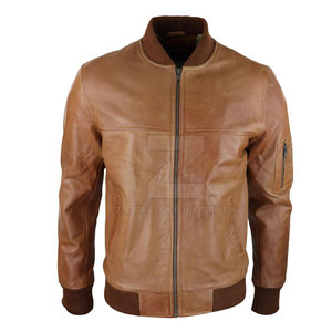 OEM Service Design Custom Logo <b>Men</b> Leather Bomber <b>Jacket</b> Stand Collar Front Logo High Quality Winter <b>Jacket</b> - Product Image 1