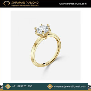 Bijoux pour femmes en or massif 18 carats Bague de fiançailles classique en diamant Moissanite à 6 griffes pour les mariages - Product Image 2